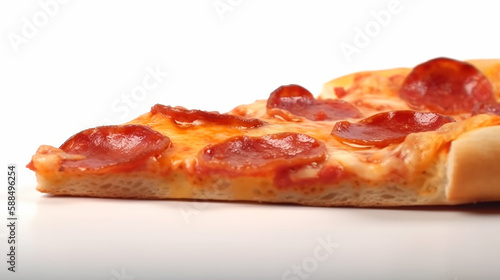 Triangle slice of pizza closeup. Generative AI