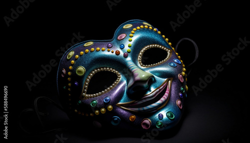 Ornate masquerade mask shines at festive celebration generated by AI