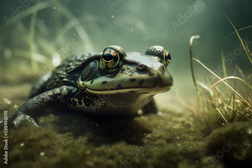 Bullfrogs in Freshwater Ecosystems. Generative AI © PIRMYN