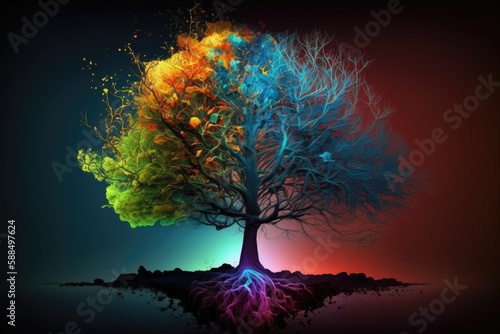abstract tree in colour and light. ai generative © Anna