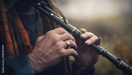 String instrument duo play lively outdoor performance generated by AI