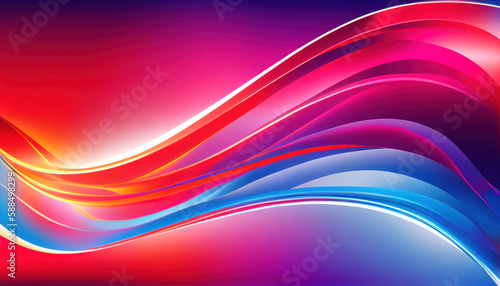 Abstract Shiny neon glass translucent wavy composition with gradient transition  pink blue purple elegant clean background - generative AI.