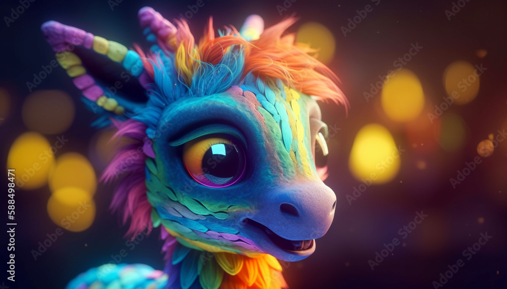 Smiling beauty wearing animal head at night parade generated by AI Smiling beauty wearing animal head at night parade generated by AI