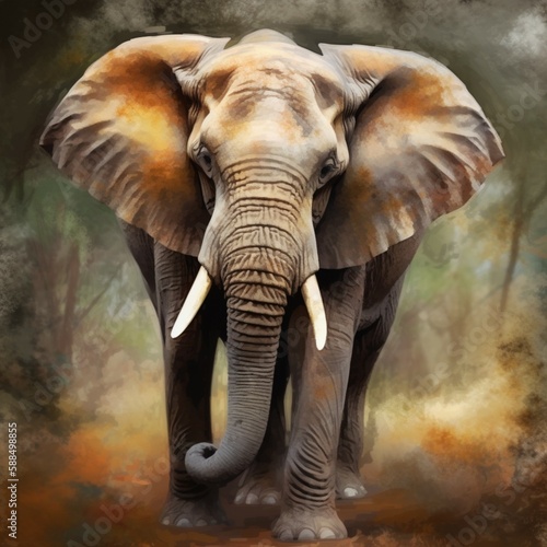 Elephant portrait, AI