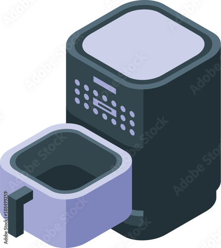 Hot air fryer icon isometric vector. Home cook. Roast snack