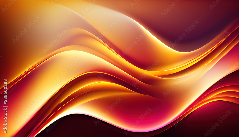 Abstract Shiny neon glass translucent wavy composition with gradient transition, yellow red orange beige elegant clean background - generative AI. Abstract Shiny neon glass translucent wavy composition with gradient transition, yellow red orange beige elegant clean background - generative AI.