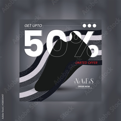 Fashion shoes brand product Social media banner post template, Shoe ad Banner Design, special sale offers social media post design for your digital marketing.