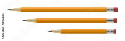 Realistic pencil vector mockup isolated on white background