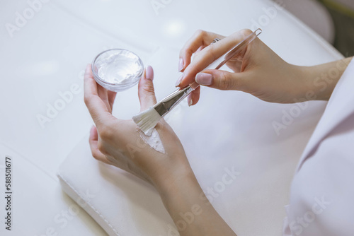 Care procedures application of hand cream