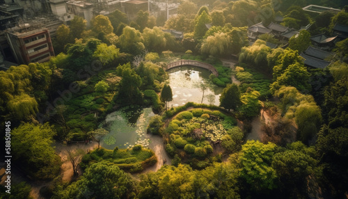 Tranquil scene of nature growth and beauty generated by AI