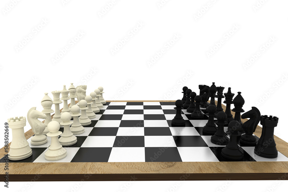 Black and white chess pieces on board