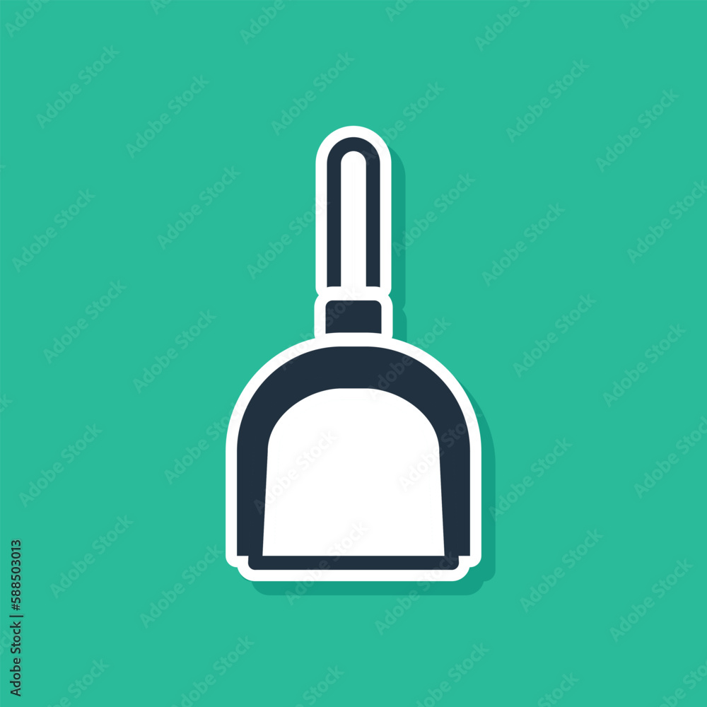 Blue Dustpan icon isolated on green background. Cleaning scoop services. Vector Blue Dustpan icon isolated on green background. Cleaning scoop services. Vector
