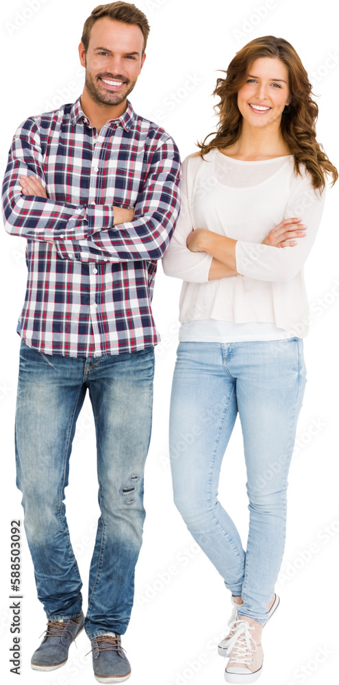 Fototapeta premium Happy couple standing with arms crossed