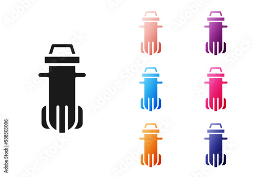 Black Water filter icon isolated on white background. System for filtration of water. Reverse osmosis system. Set icons colorful. Vector