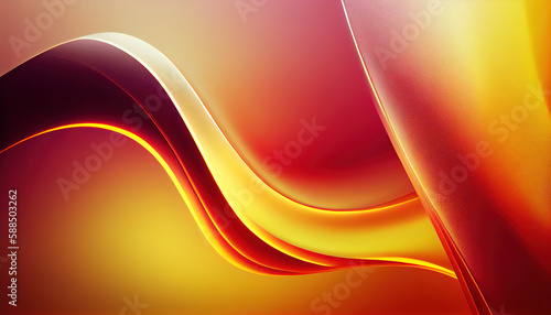 Abstract Shiny neon glass translucent wavy composition with gradient transition, pink purple yellow orange elegant clean background - generative AI.