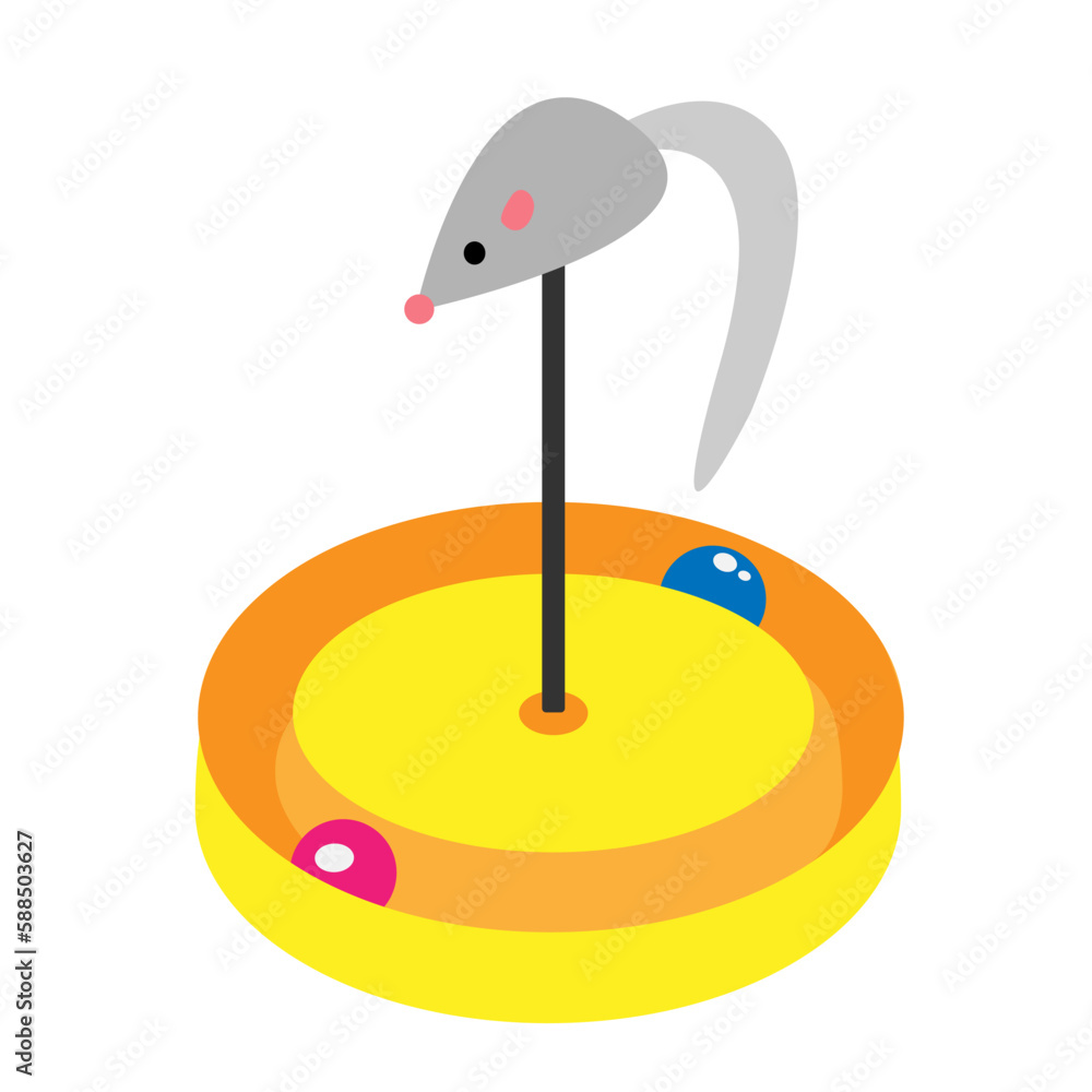 Vector interactive toy for cats and kittens. Cool cat toy with mouse and balls. Product from a pet store. White isolated background. Vector interactive toy for cats and kittens. Cool cat toy with mouse and balls. Product from a pet store. White isolated background.