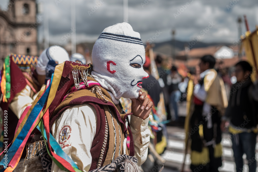 Cuzco, Cuzco, ¨Peru, 04 04 2018. Carnaval de Cuzco, Cuzco Carnival parade party, traditional. 
