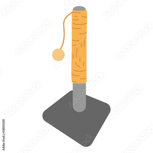 Vector scratching post for cats. Gray flat style scratching post. Product from a pet store. Accessory for pet cats. Claw sharpener. White isolated background.