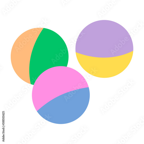 Colorful cat toy ball set.