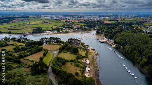 Fototapeta Naklejka Na Ścianę i Meble -  River Aber Wrac'h And Landscape In Region Landeda At The Finistere Atlantic Coast In Brittany, France
