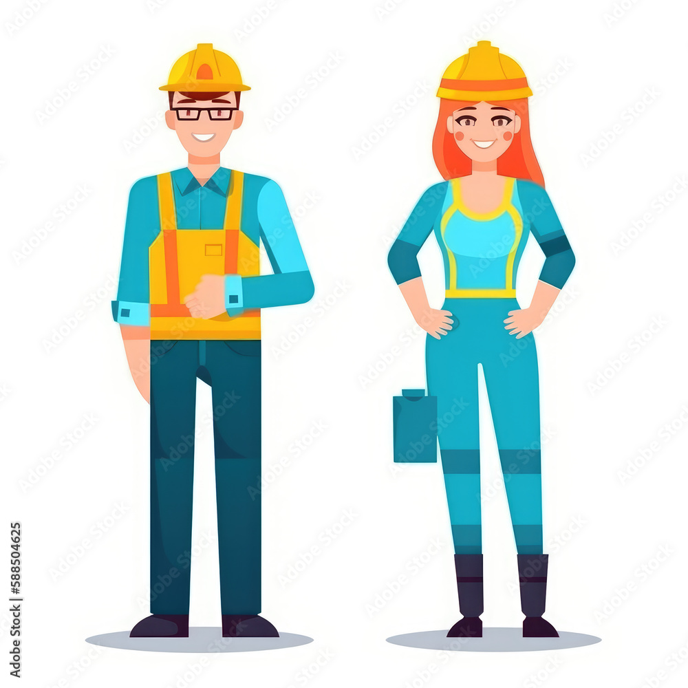 Man and woman workers, generative ai Man and woman workers, generative ai
