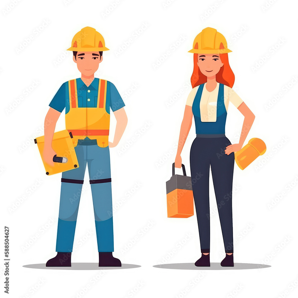 Man and woman workers, generative ai Man and woman workers, generative ai