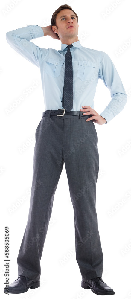 Thinking businessman with hand on head Thinking businessman with hand on head