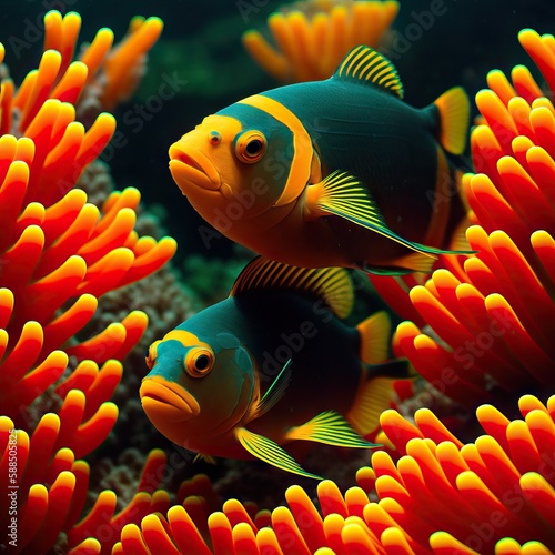 Amphiprion ocellaris clownfish. Generative AI photo