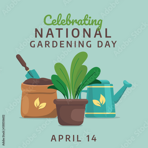 vector graphic of national gardening day good for national gardening day celebration. flat design. flyer design.flat illustration.