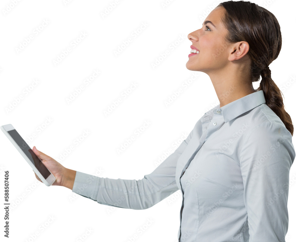 Smiling female executive using digital tablet Smiling female executive using digital tablet