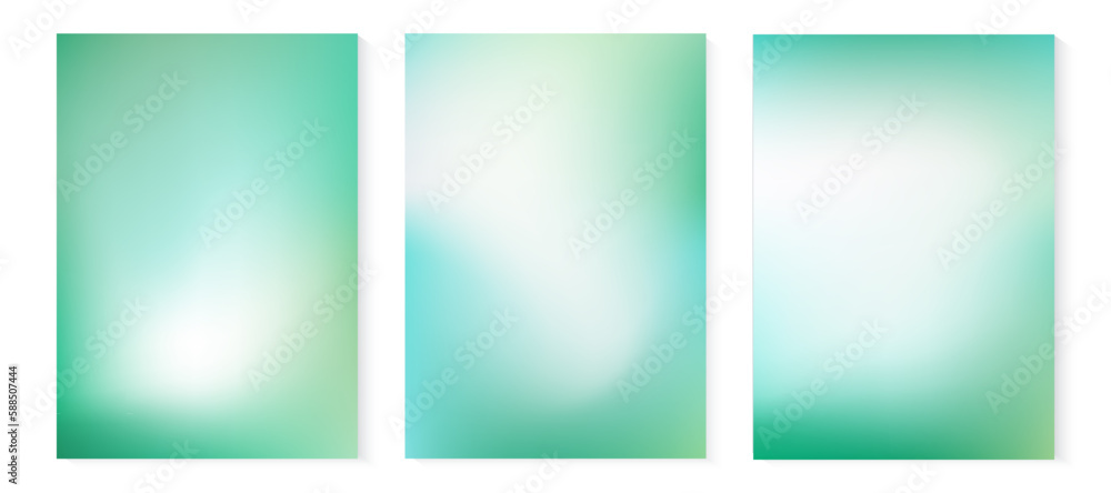 Green gradient hologram y2k aesthetic vector background. Ecology abstract fresh color texture. Spring greenery vertical A4 poster. Trendy mesh backdrop. Summer gentle card. Eco sustainable design