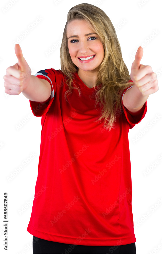 Pretty football fan in red
