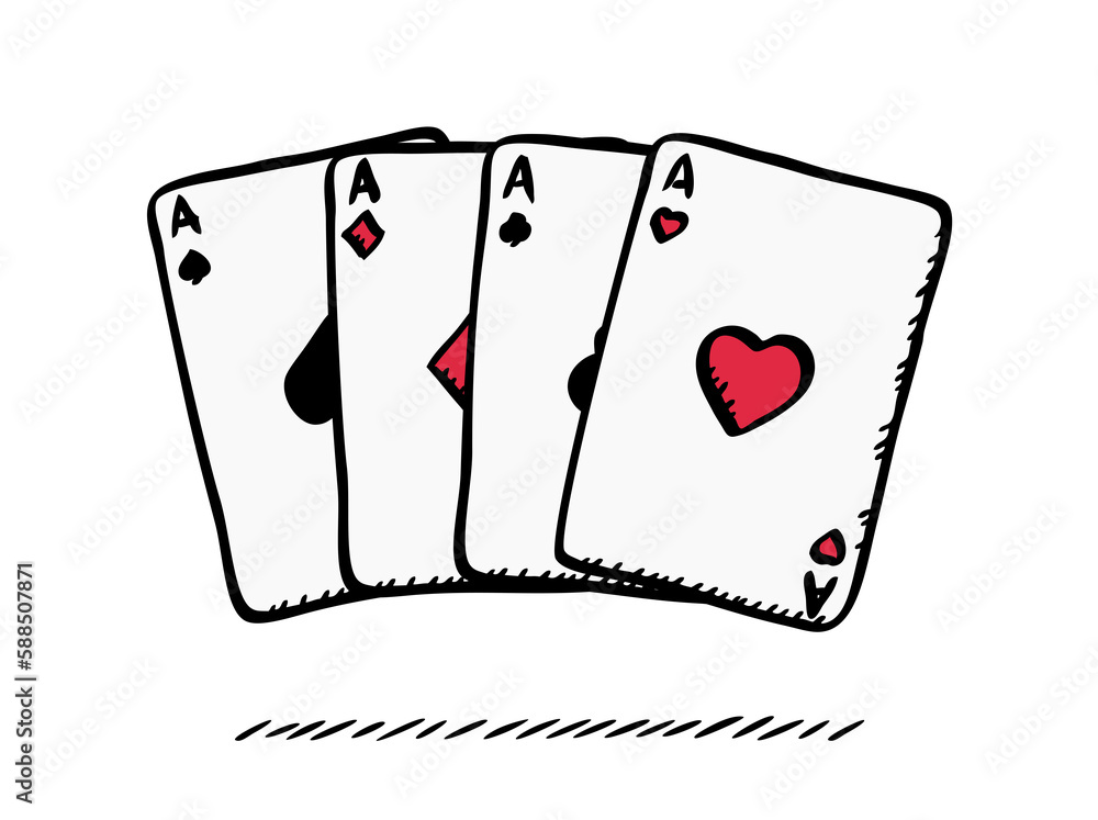 Obraz premium Graphic of a set of cards. Hand drawn illustration.