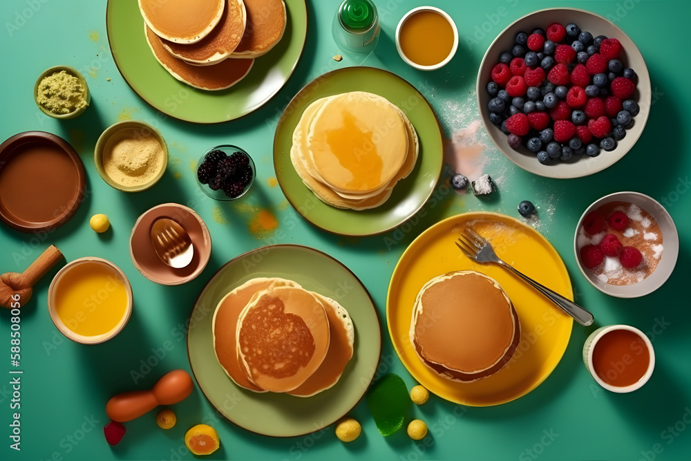 Sweet and fluffy Pancakes. Generative AI Sweet and fluffy Pancakes. Generative AI
