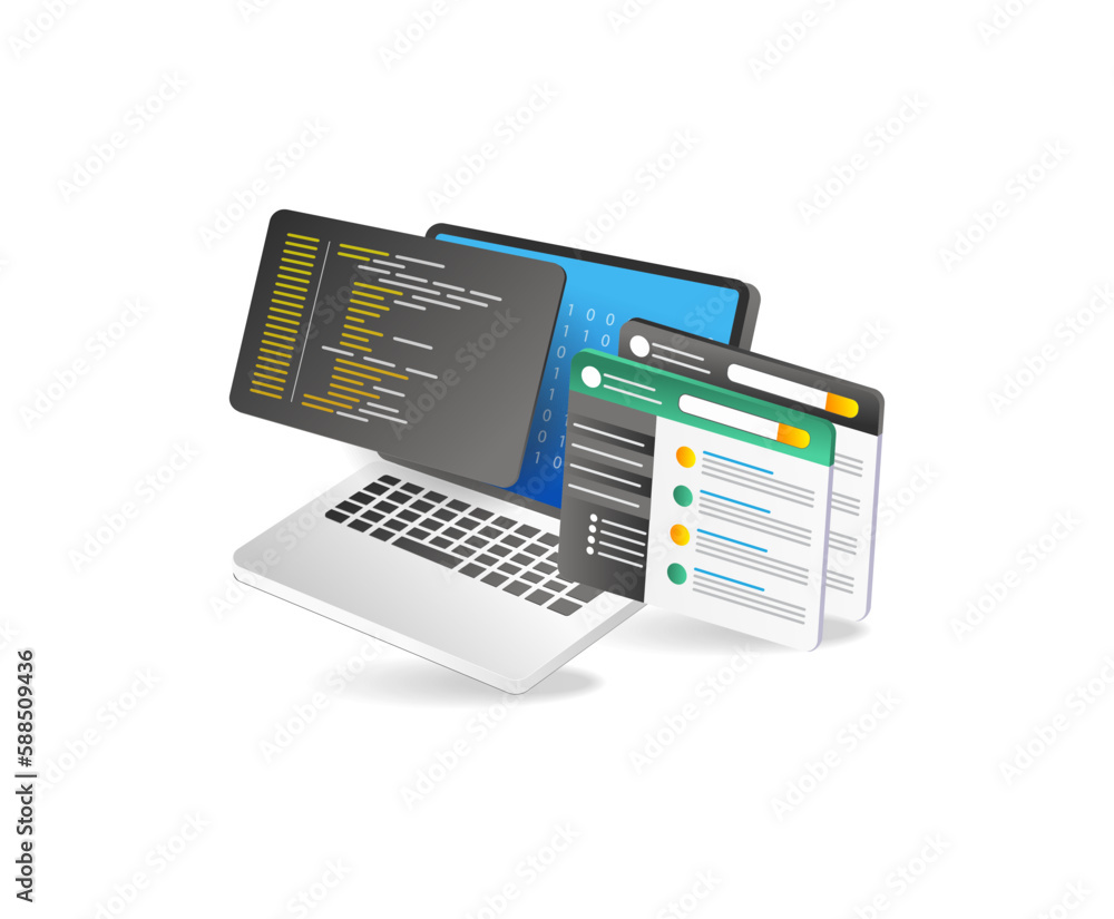 Responsive web design on laptop and smartphone. Vector illustration. Responsive web design on laptop and smartphone. Vector illustration.
