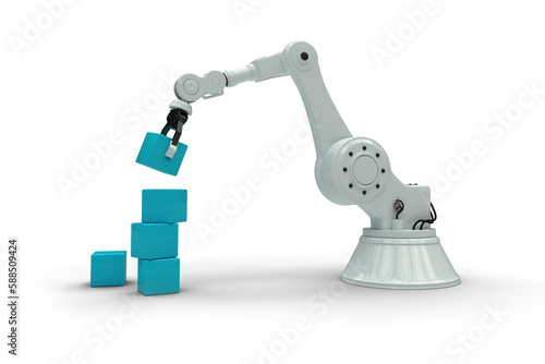 Illustration of robotic hand with blue boxes