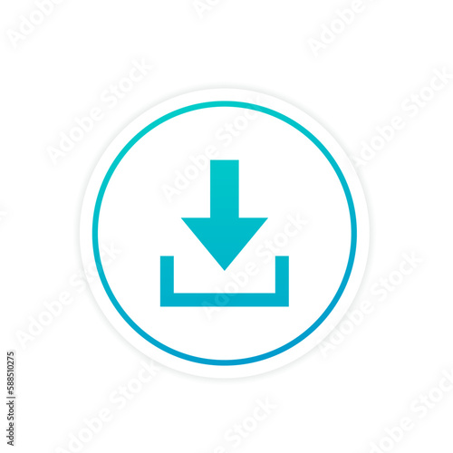 Download flat vector icon. install symbol. Download icon. Upload button. Load symbol. Modern button. Isolated on a white background. Vector illustration