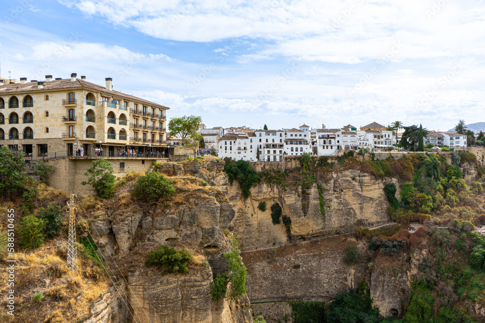 Panoramic view of canyon of Ronda near new Bridge in Ronda, Spain on October 23, 2022