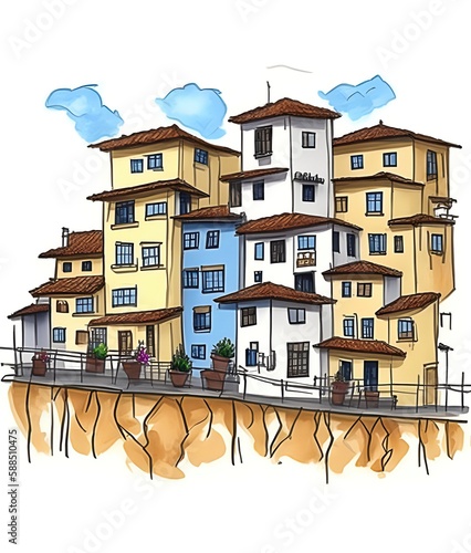 illustration of the city of cuenca, spain