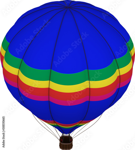 Multi colored hot air balloon against white background