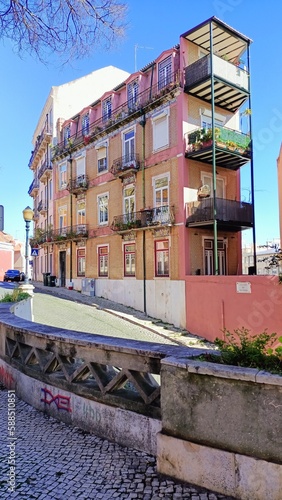 Beautiful apartment building in the center of Lisbon, Portugal photo