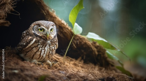 Owl taking shelter