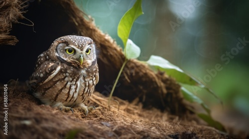 Owl taking shelter