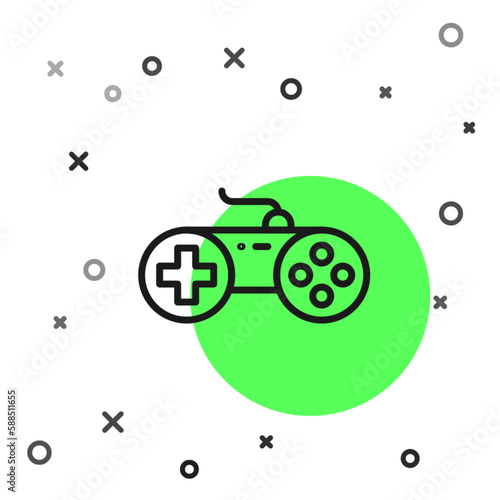Black line Gamepad icon isolated on white background. Game controller. Vector