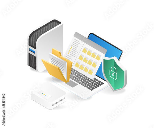 3d concept isometric illustration of personal data network security