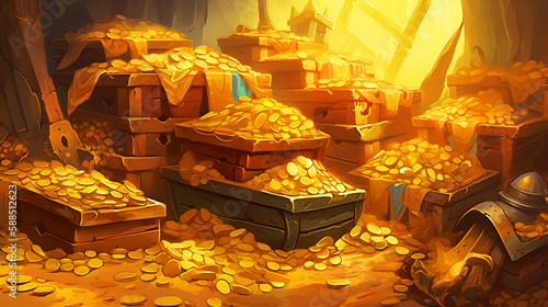  Treasure chamber  overflowing gold and treasure  Generative AI
