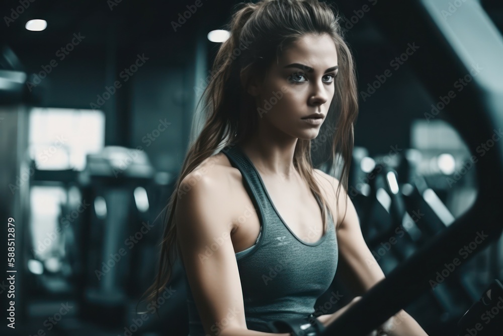 Woman exercising in a fitness club. The concept of a healthy lifestyle. AI generated, human enhanced Woman exercising in a fitness club. The concept of a healthy lifestyle. AI generated, human enhanced