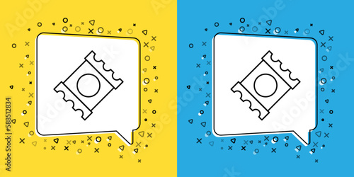 Set line Condom in package safe sex icon isolated on yellow and blue background. Safe love symbol. Contraceptive method for male. Vector