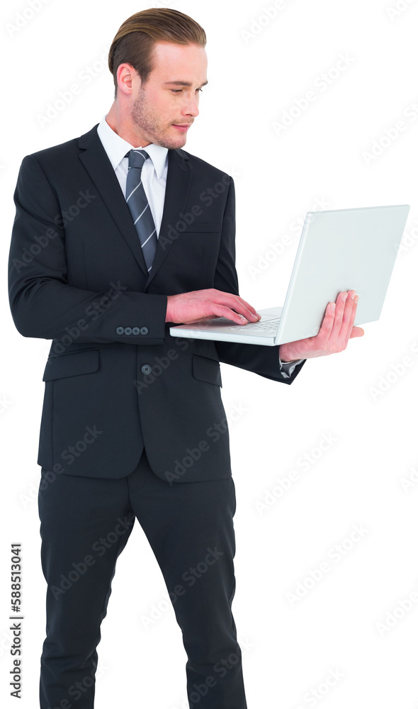 Businessman in suit typing on laptop Businessman in suit typing on laptop
