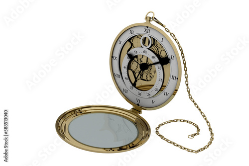Fototapeta Naklejka Na Ścianę i Meble -  Retro styled pocket clock with chain